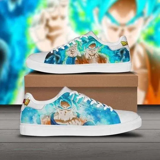 Goku Blue Saiyan Dragon Ball Super Low top Leather Skate Shoes