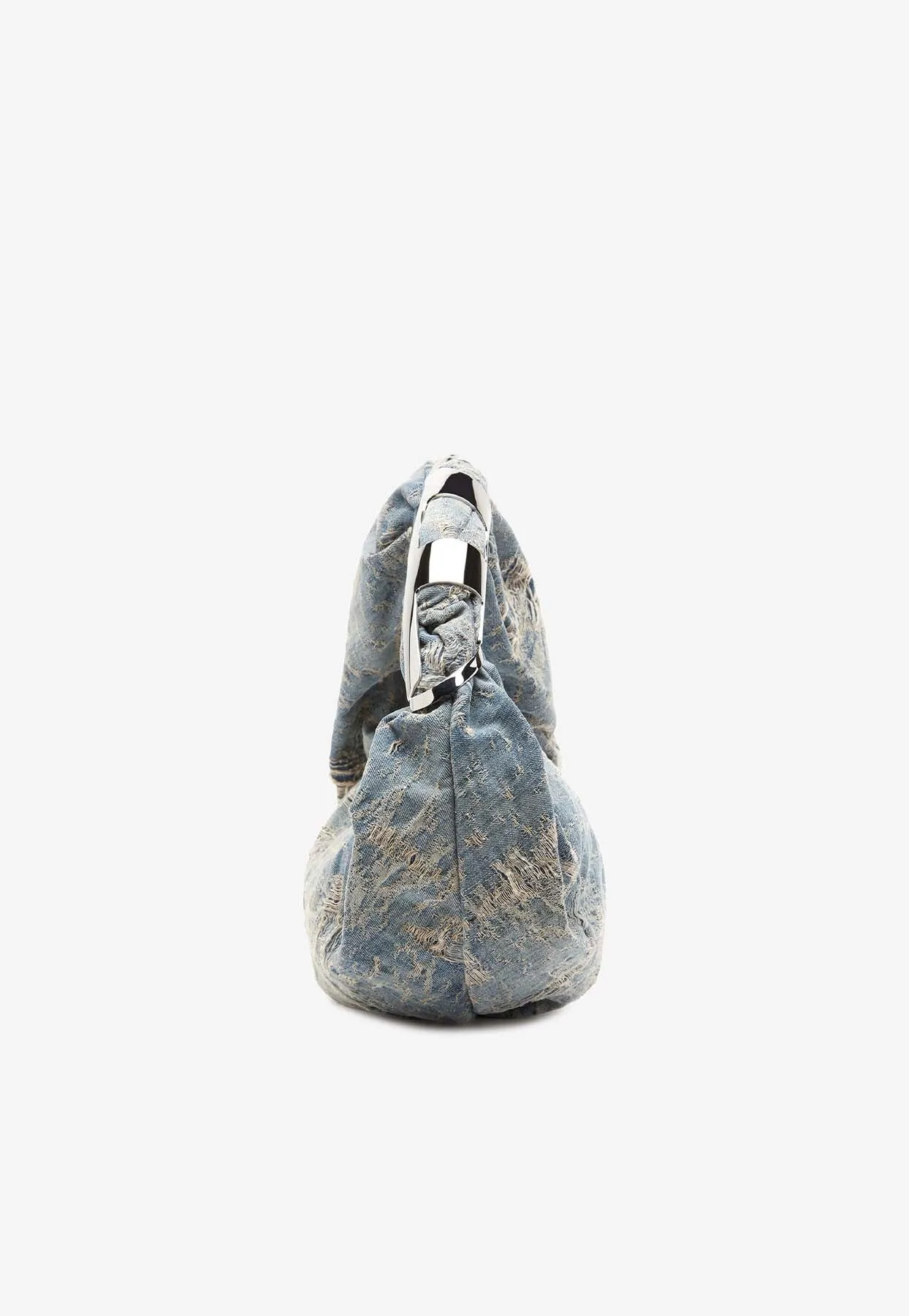 Grab-D Distressed Denim Hobo Bag