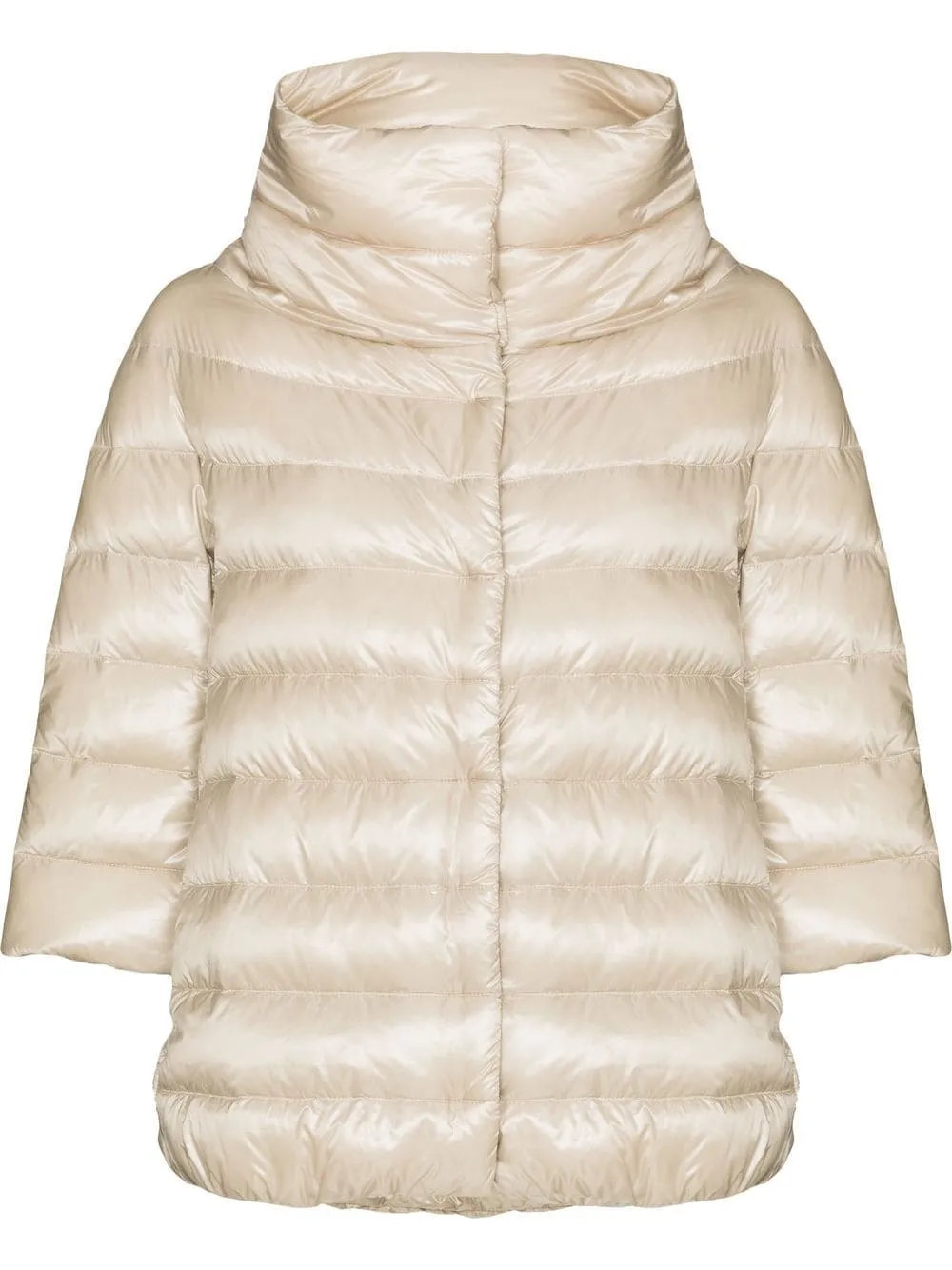 HERNO Chic Beige Mini Puffer Jacket with High Neck