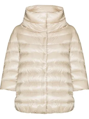 HERNO Chic Beige Mini Puffer Jacket with High Neck