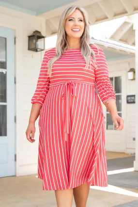 Holding Hands On The Boardwalk Dress, Coral