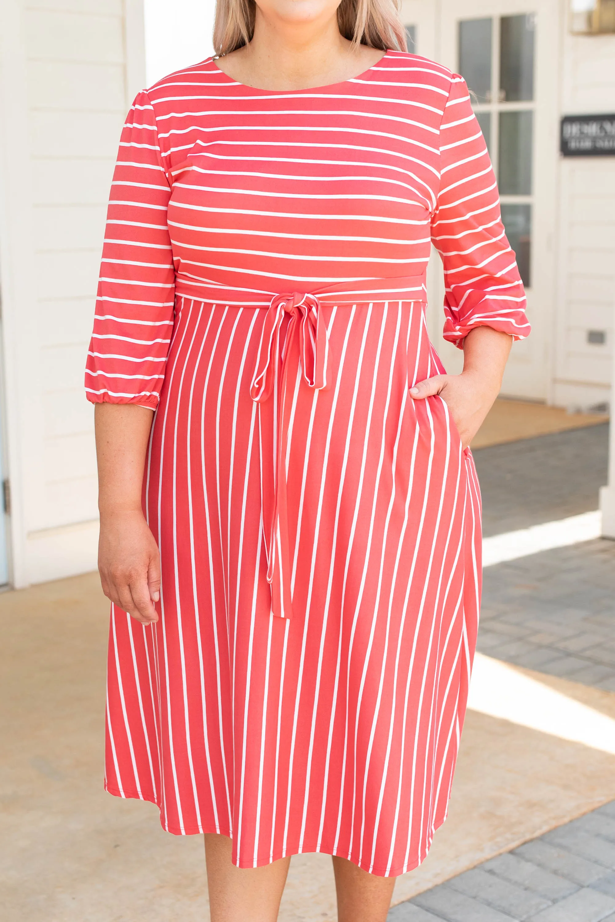 Holding Hands On The Boardwalk Dress, Coral