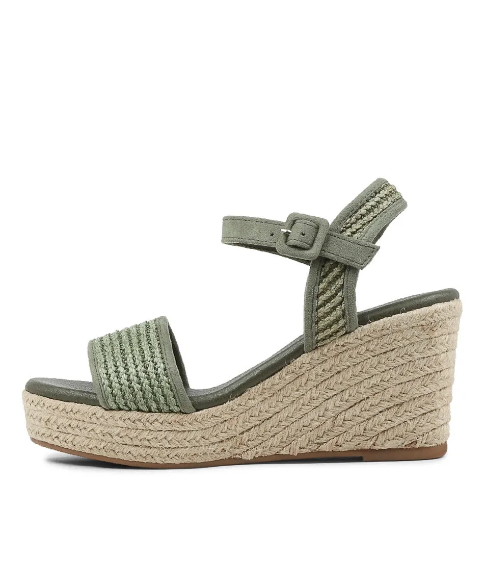 I LOVE BILLY Ketto Khaki Syn Raffia Espadrilles