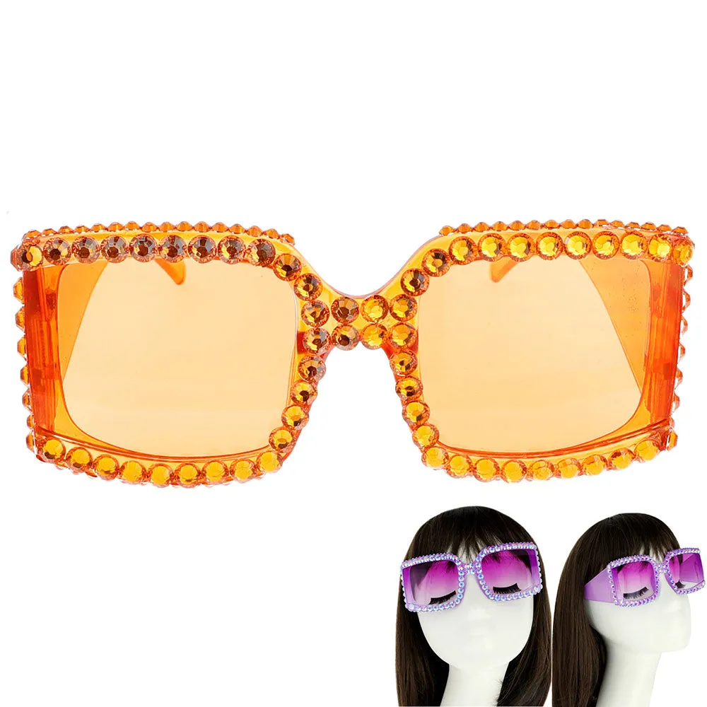 iLLASPARKZ Bling Stone Embellished Square Sunglasses