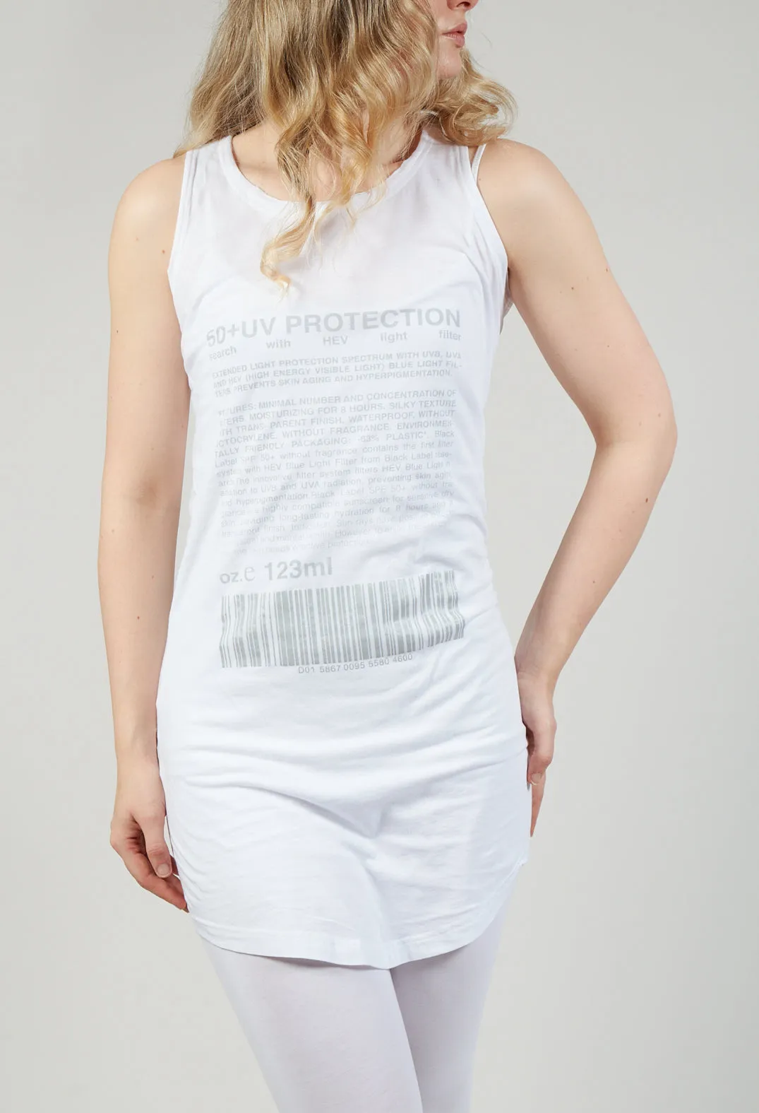 Jersey Vest Top with Motif in Grey Print