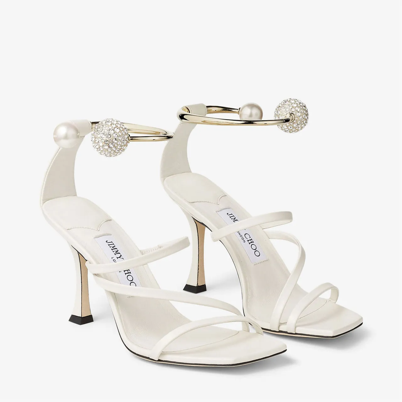 JIMMY CHOO Ottilia 90 Leather Heeled Sandals - White