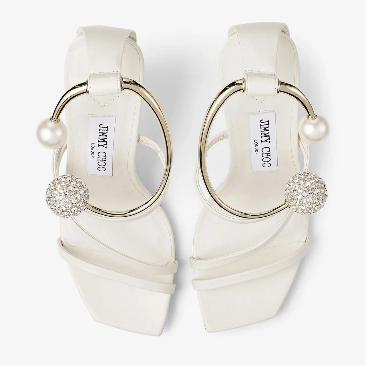 JIMMY CHOO Ottilia 90 Leather Heeled Sandals - White