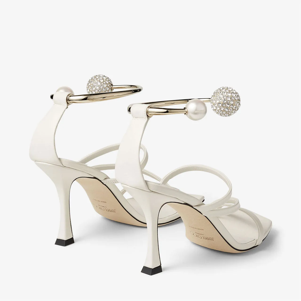 JIMMY CHOO Ottilia 90 Leather Heeled Sandals - White