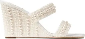 Jimmy Choo Sacoria 85mm pearl-embellished mules Neutrals