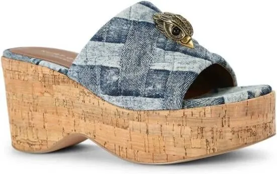 Kurt Geiger London Kensington Wedge 80mm denim mules Blue