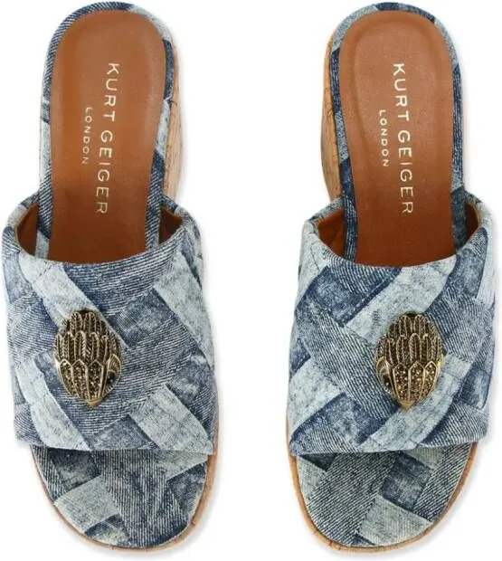 Kurt Geiger London Kensington Wedge 80mm denim mules Blue