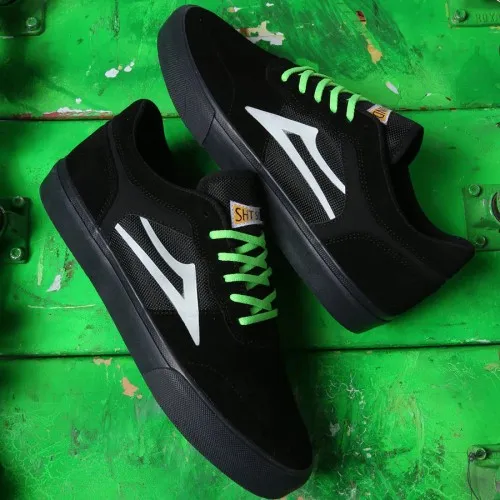 Lakai x Yeah Right Staple Skate Shoes - Black/UV Green Suede  The Staple originally released in 2001, and was an immediate team 