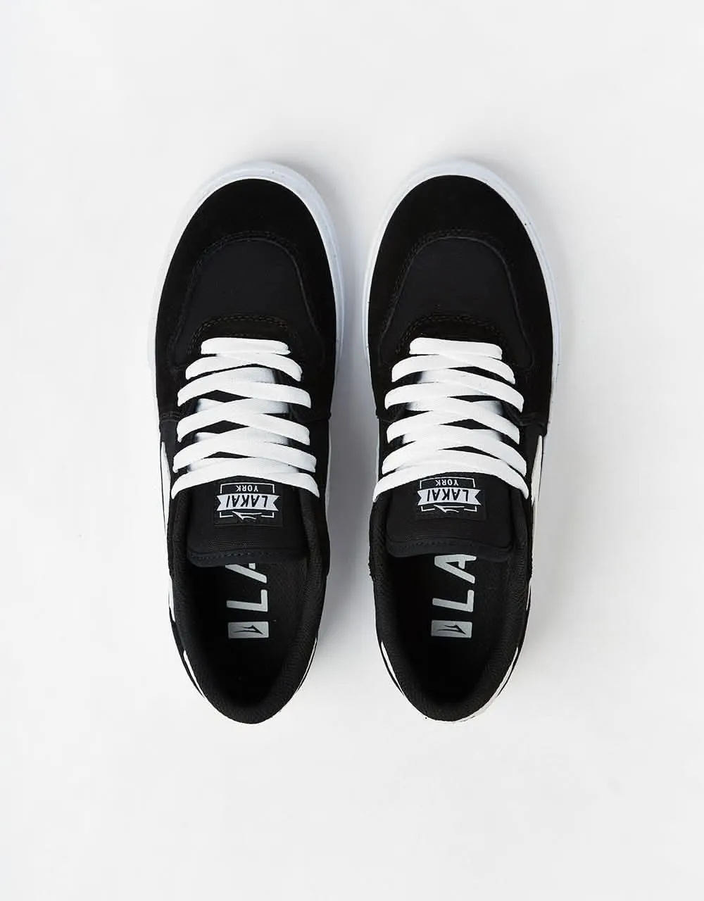 Lakai York Skate Shoes - Black/White Suede