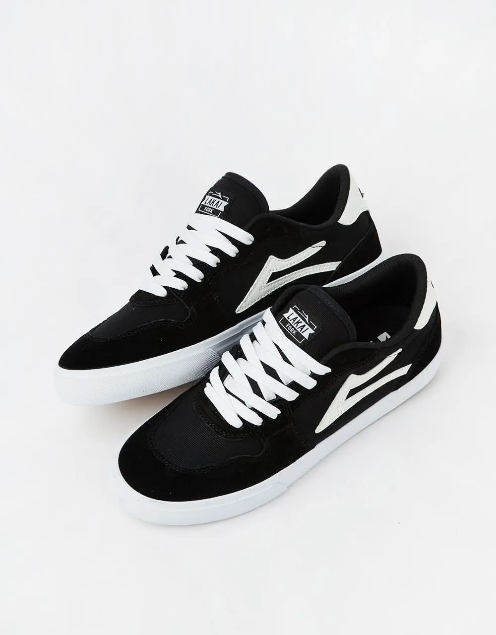 Lakai York Skate Shoes - Black/White Suede