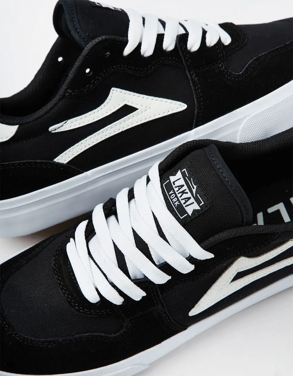 Lakai York Skate Shoes - Black/White Suede