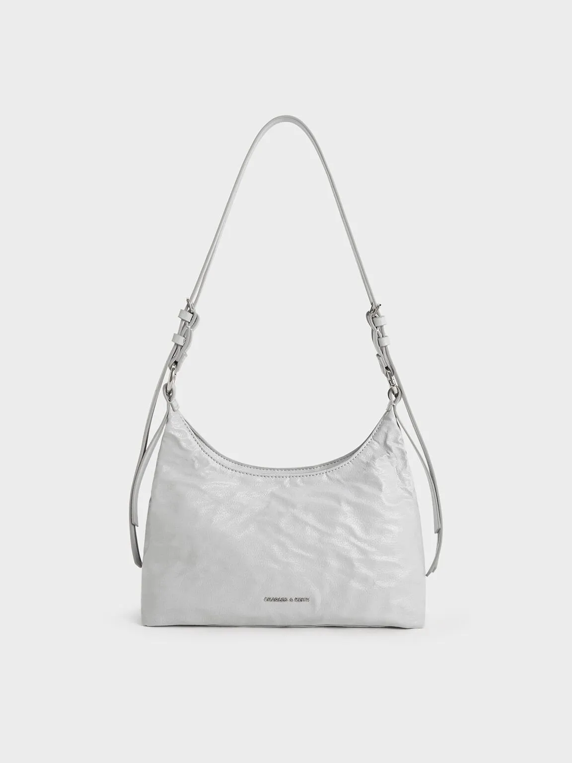 Lark Crinkle-Effect Hobo Bag - Grey