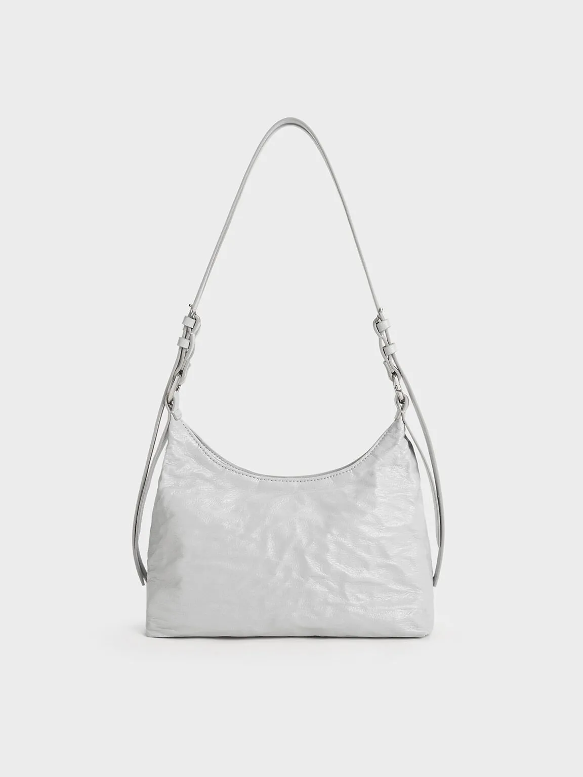 Lark Crinkle-Effect Hobo Bag - Grey