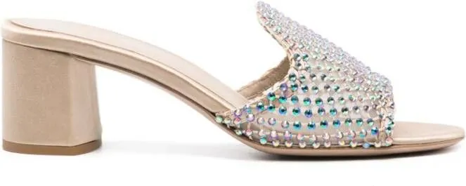 Le Silla Gilda 60mm crystal-embellished mules Gold