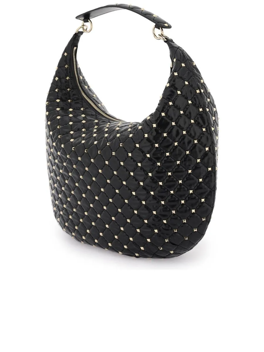 Leather 'Rockstud Spike' Hobo Bag