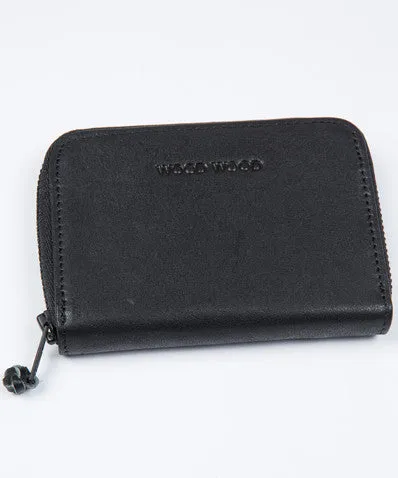 Leather Zip Card Wallet Black