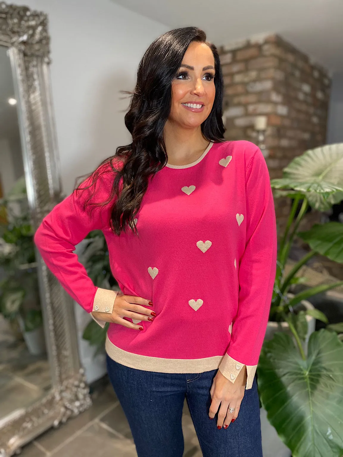 Lipstick Pink Multi Shimmer Heart Knit Suzie