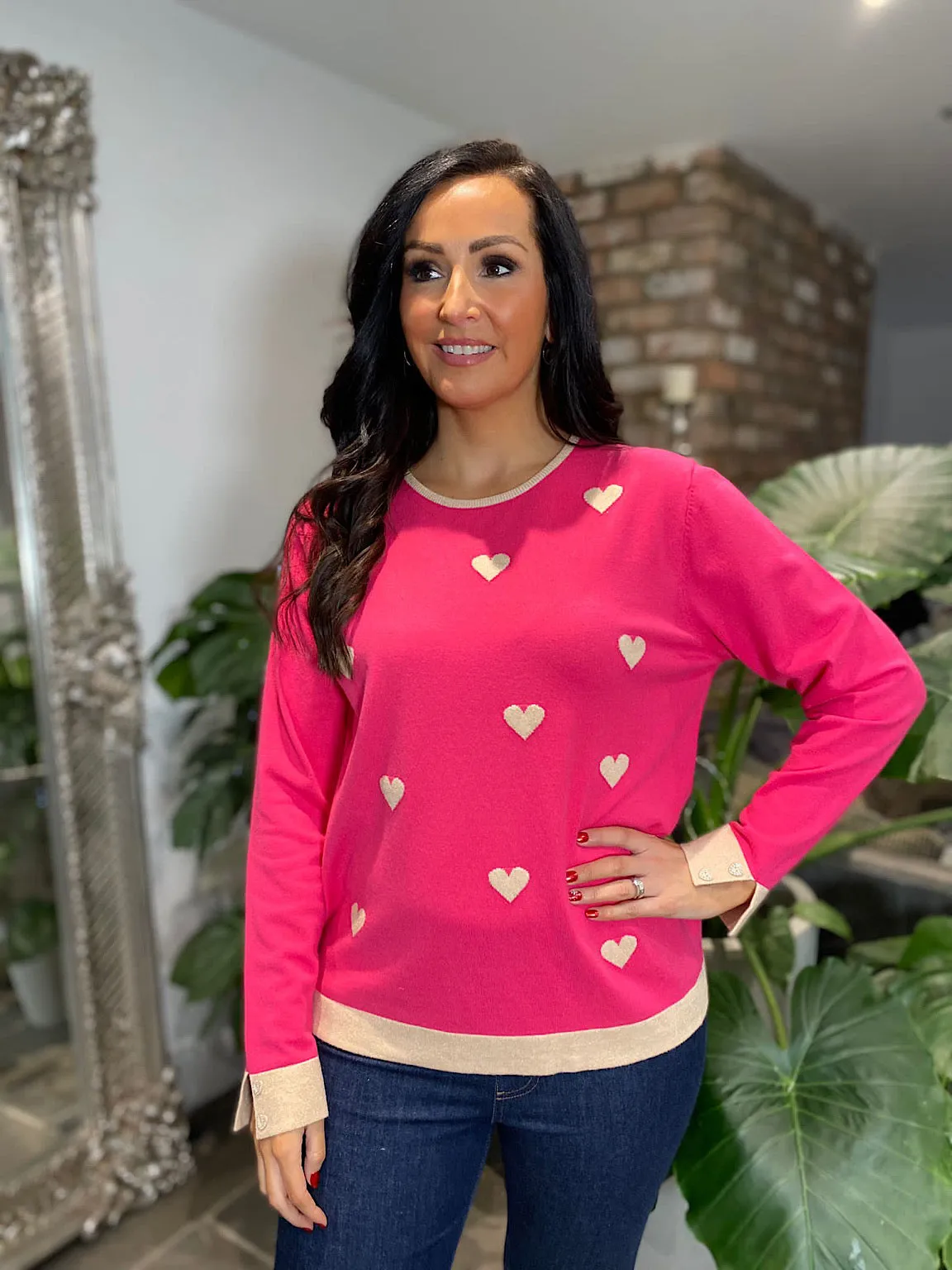 Lipstick Pink Multi Shimmer Heart Knit Suzie