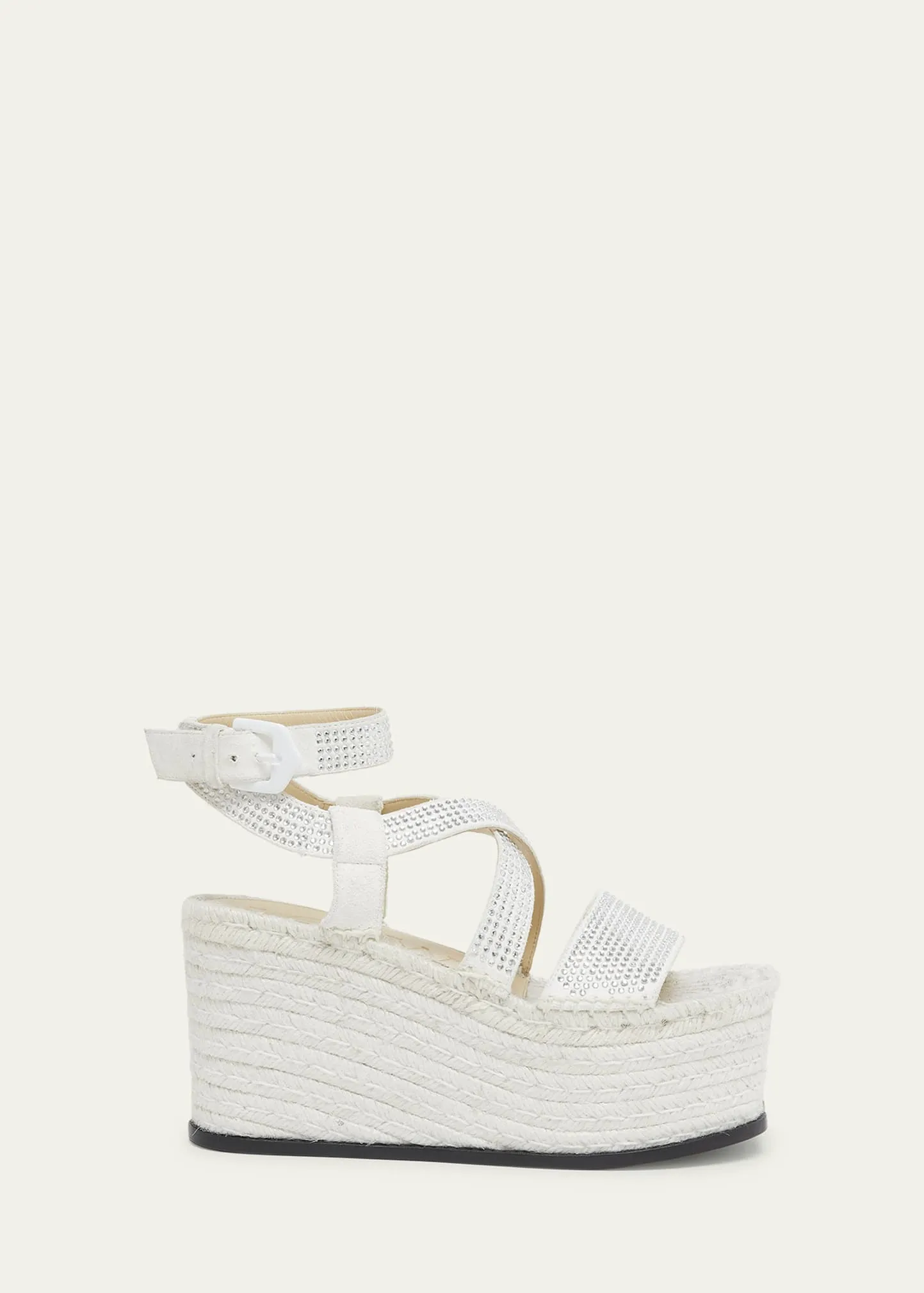 Loewe Petal Crystal Leather Platform Espadrilles