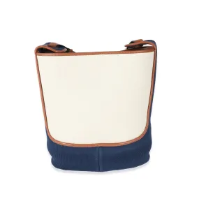 Loewe x Paulas Ibiza Navy Ecru Canvas Colorblock Balloon Hobo