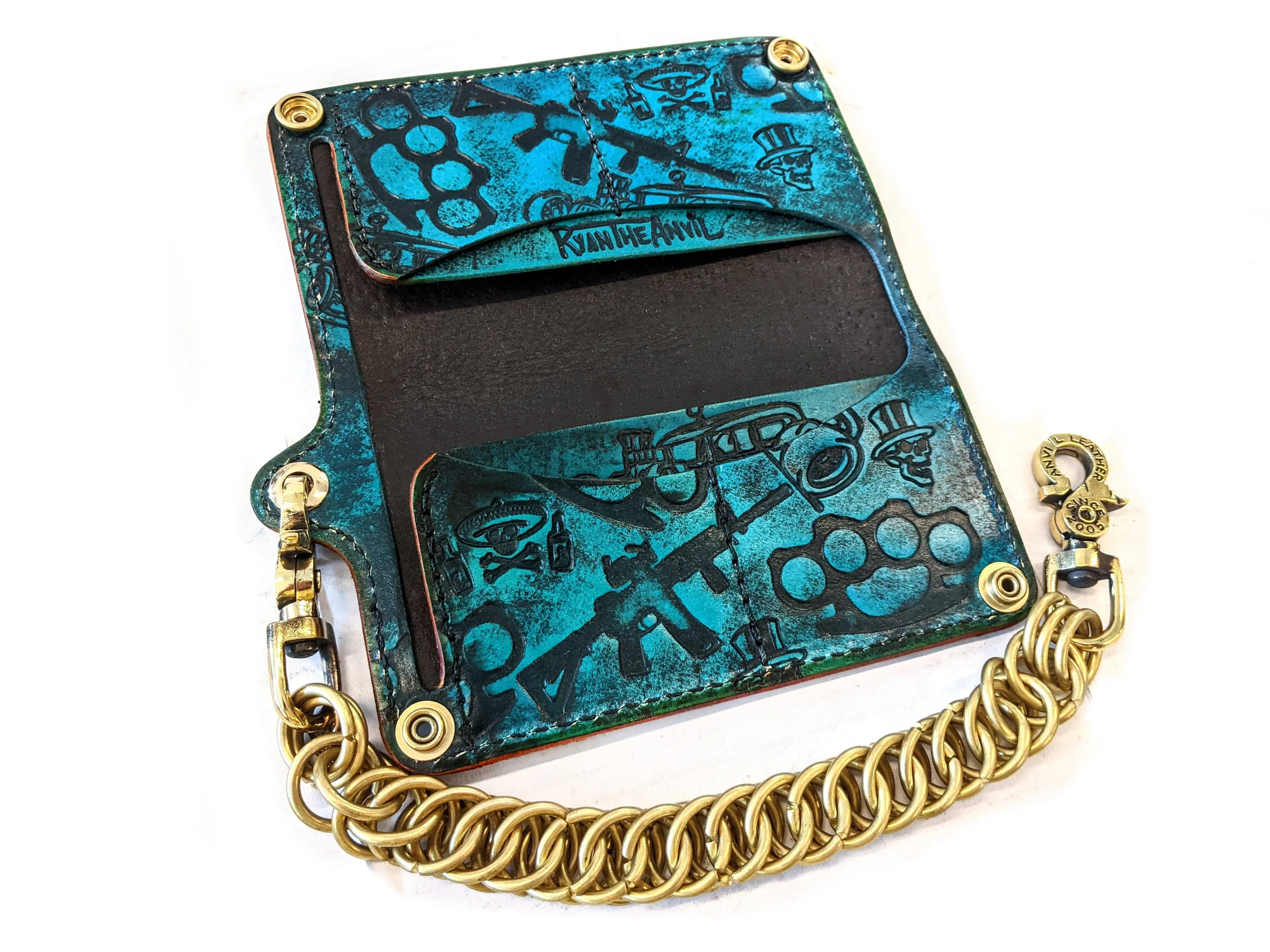 Long Biker Leather Chain Wallet - Napalm Troublemaker