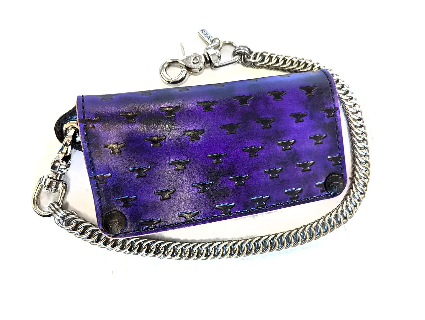 Long Biker Leather Chain Wallet - Nightshade