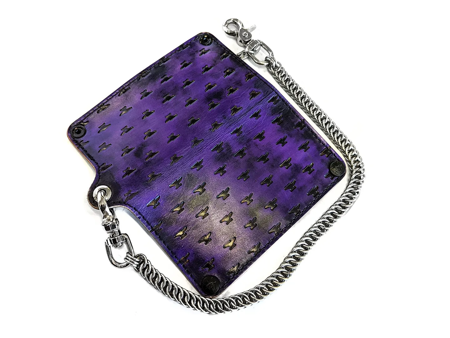 Long Biker Leather Chain Wallet - Nightshade