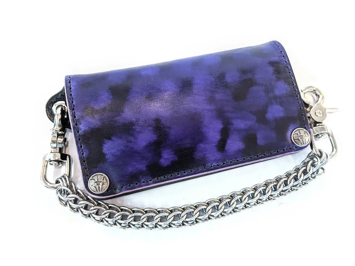 Long Biker Leather Chain Wallet - Nightshade