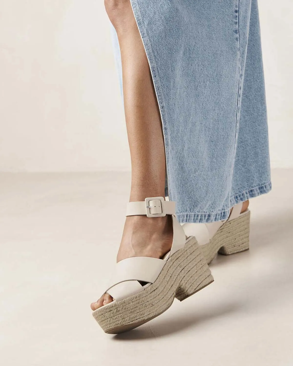 Lyla Leather Espadrilles - Cream