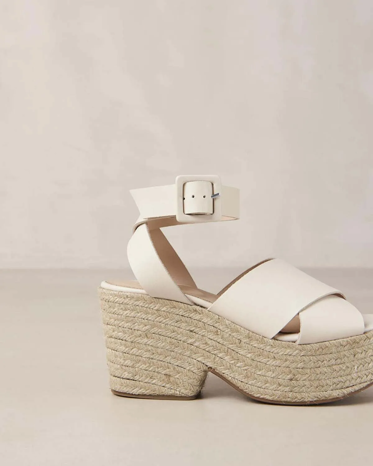 Lyla Leather Espadrilles - Cream