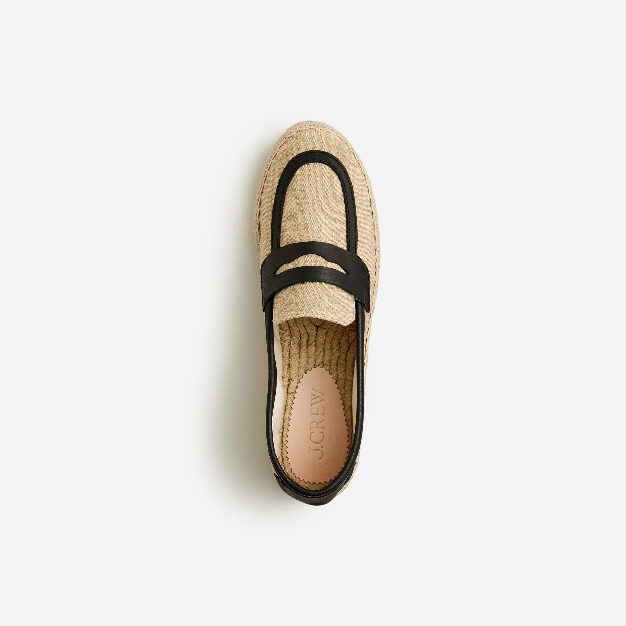 Made-in-Spain loafer espadrilles in linen blend and leather