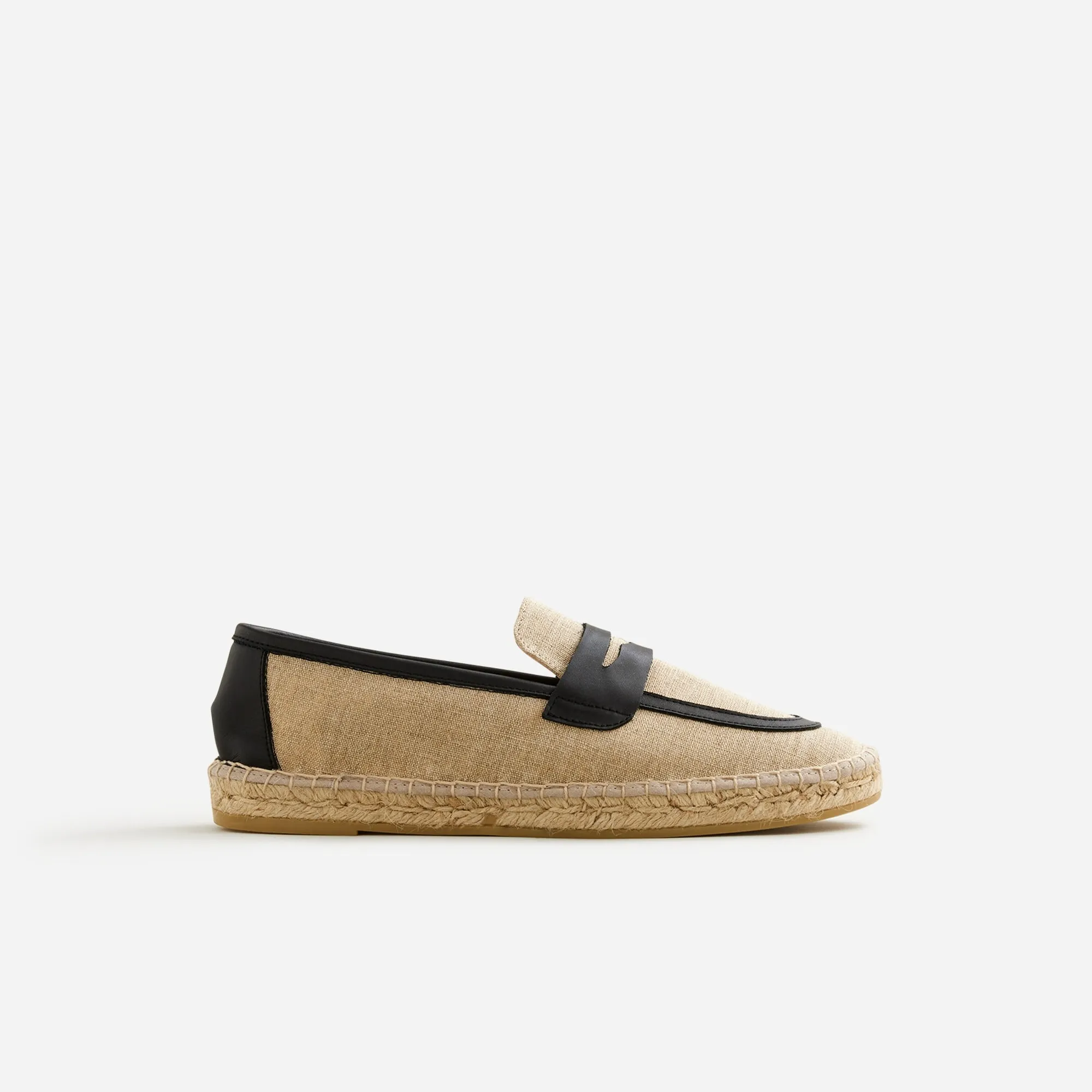 Made-in-Spain loafer espadrilles in linen blend and leather