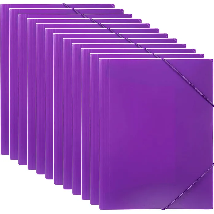 Marbig Document File Wallet Folder Elastic Strap A4 Purple 12 Pack