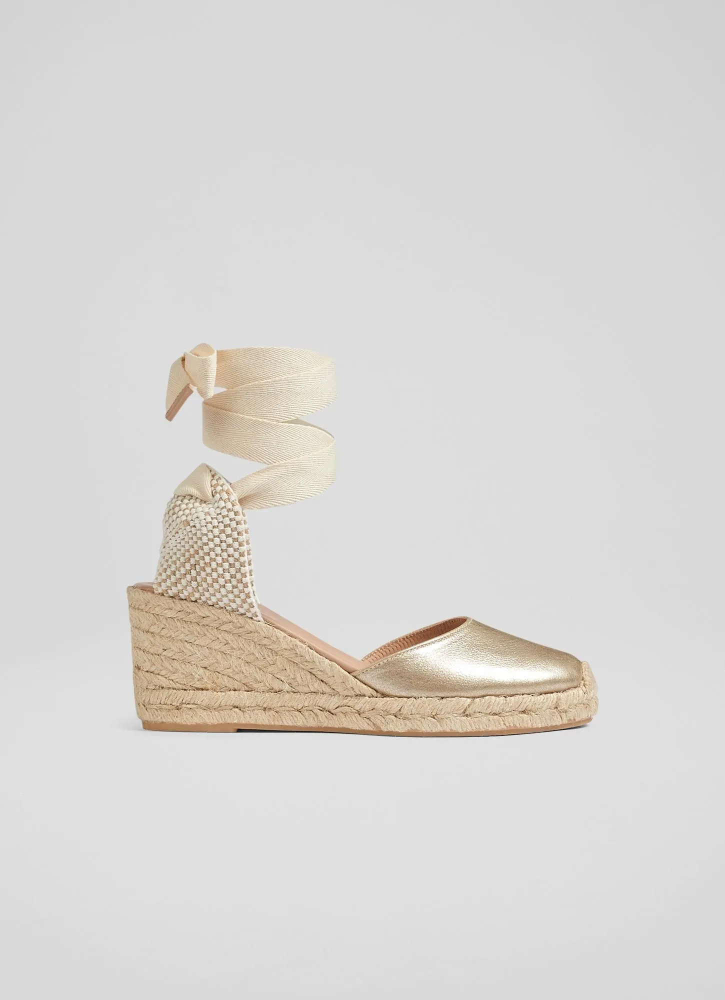 Maureen Gold Metallic Leather Espadrilles, Gold