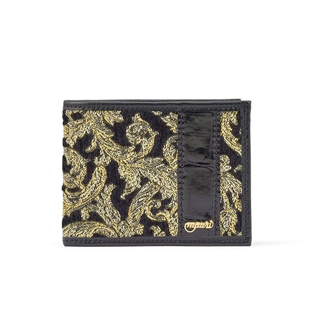 Mauri W3 Men's Black Bi-Fold Exotic Crocodile / Nappa Leather / Didier Fabric Wallet (MAWS1000)