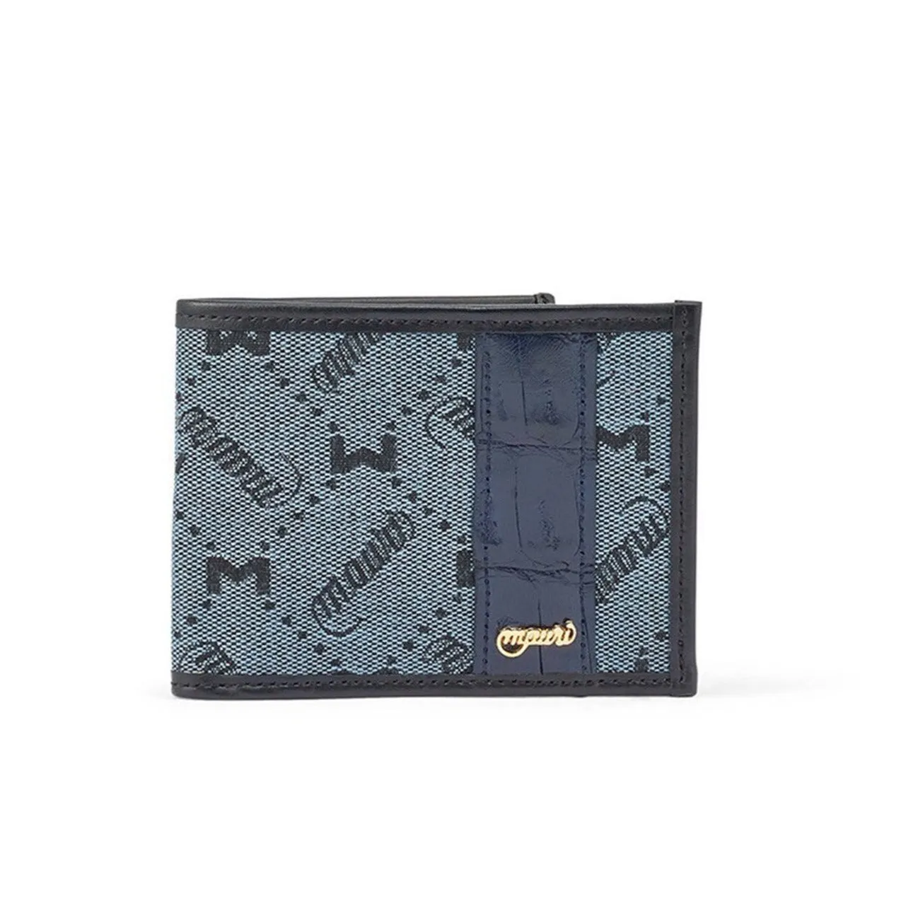 Mauri W3 Men's Wonder Blue Exotic Crocodile / Nappa / Mauri Fabric Wallet (MAWS1003)