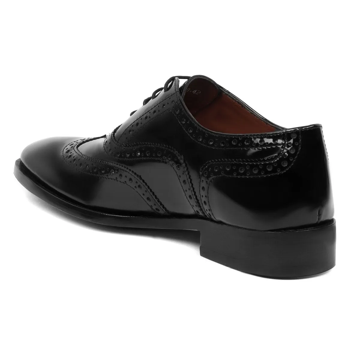 Men's Full Wingtip Punching Brogues Oxford Patent Leather Shoe By Brune & Bareskin