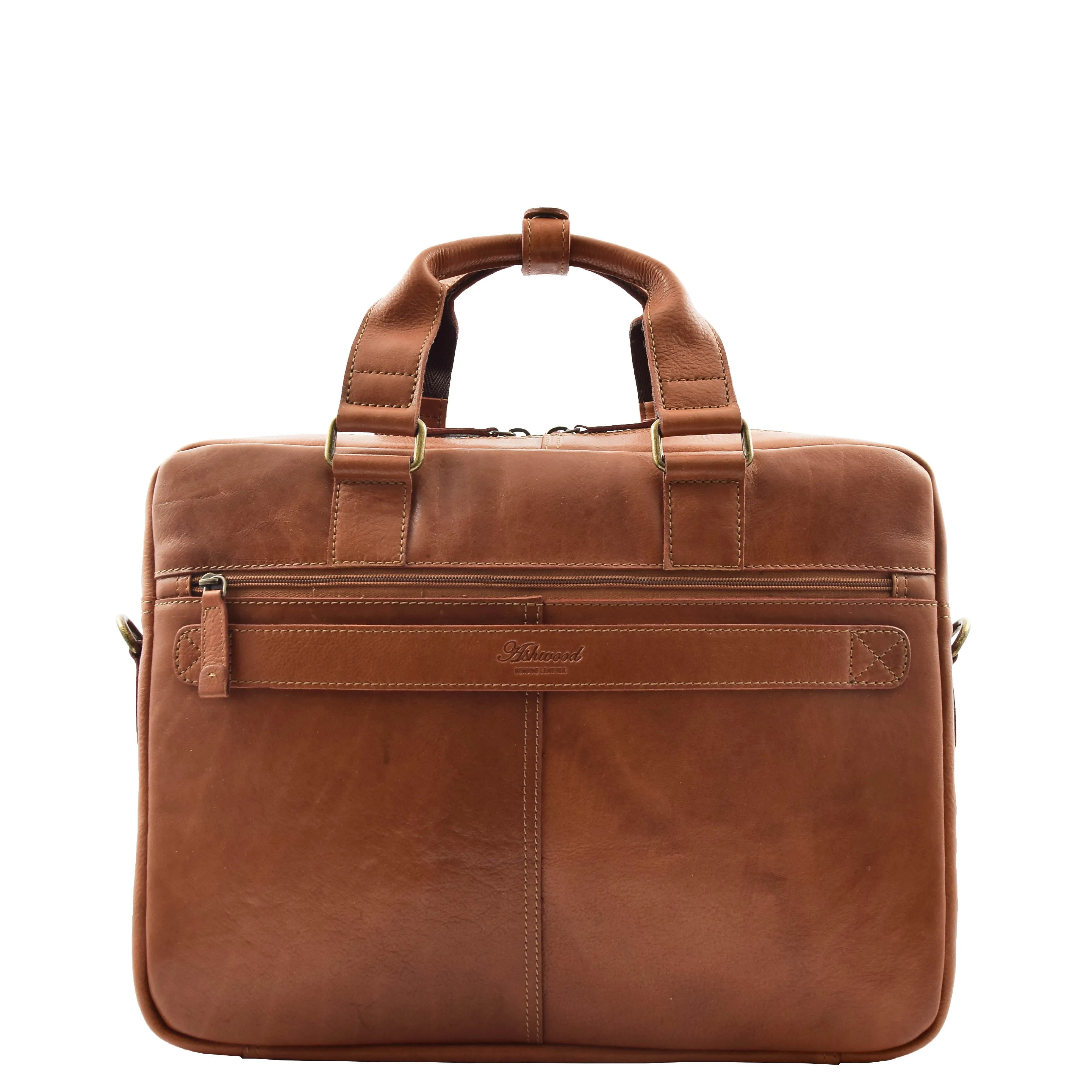 Mens Leather Laptop Organiser Briefcase HL341 Tan