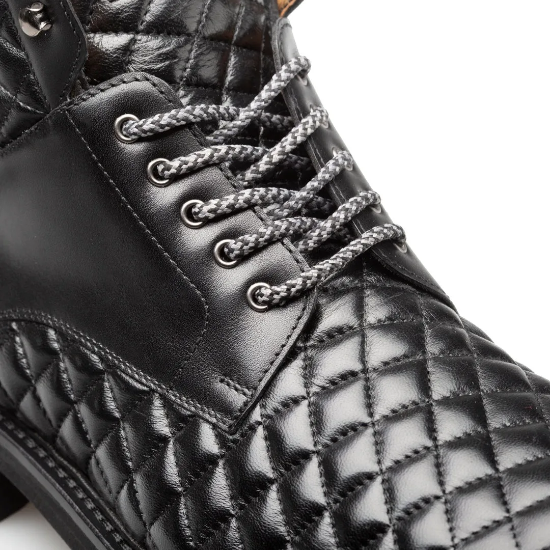 Mezlan Dolfi 20913 Men's Shoes Black Quilted Calf-Skin Leather Alpine Boots (MZ3678)