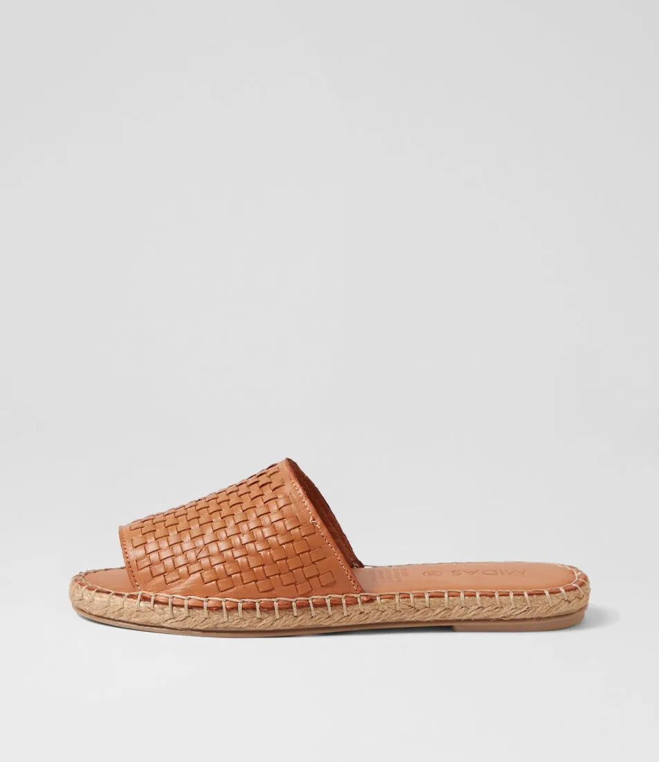 MIDAS Palase Tan Leather Espadrilles