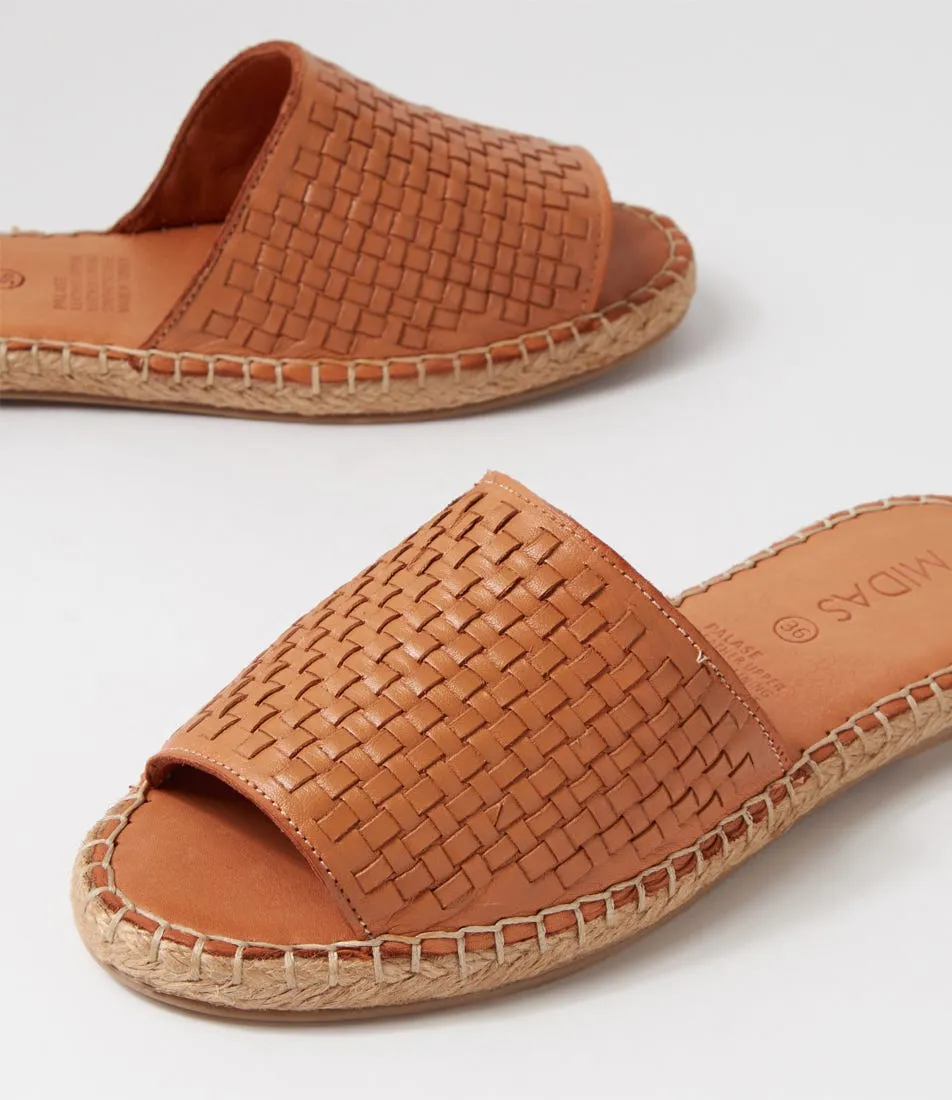 MIDAS Palase Tan Leather Espadrilles