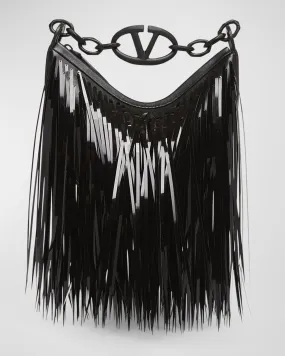 Mini Sequined Fringe Moon Hobo Bag