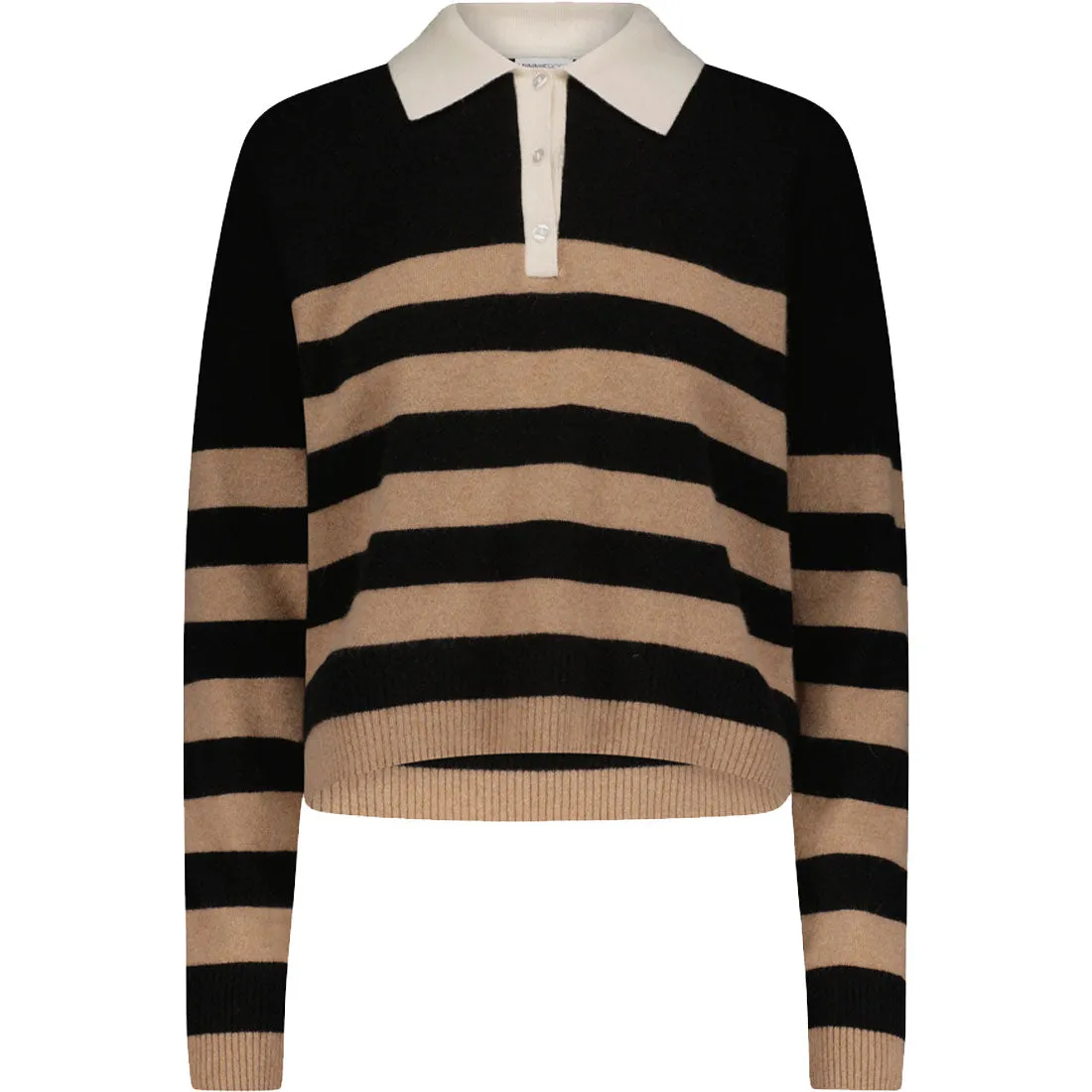 Minnie Rose Cashmere Rugby Stripe Polo - Women's