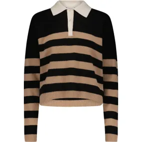 Minnie Rose Cashmere Rugby Stripe Polo - Women's