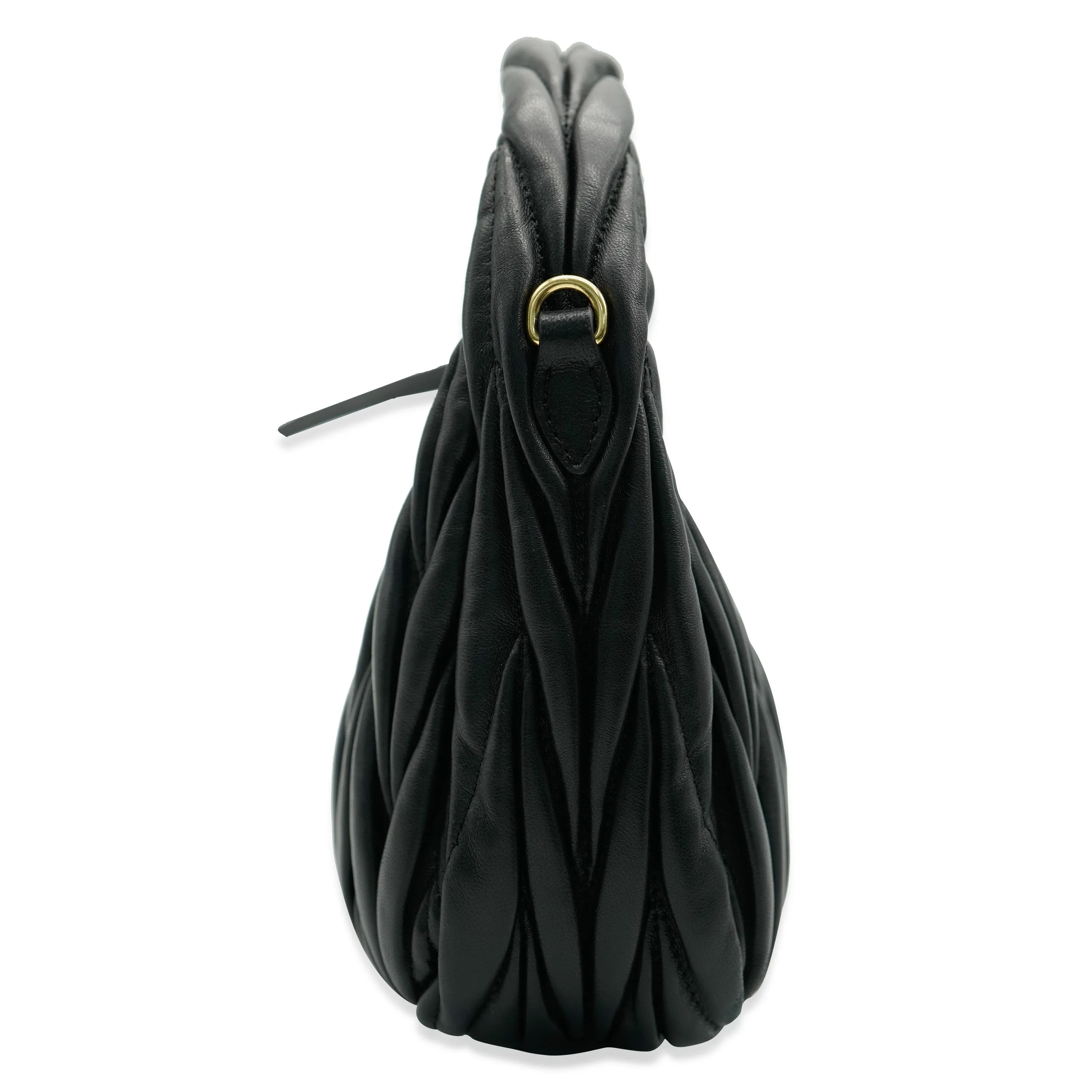 Miu Miu Black Matelassé Nappa Mini Wander Hobo Bag