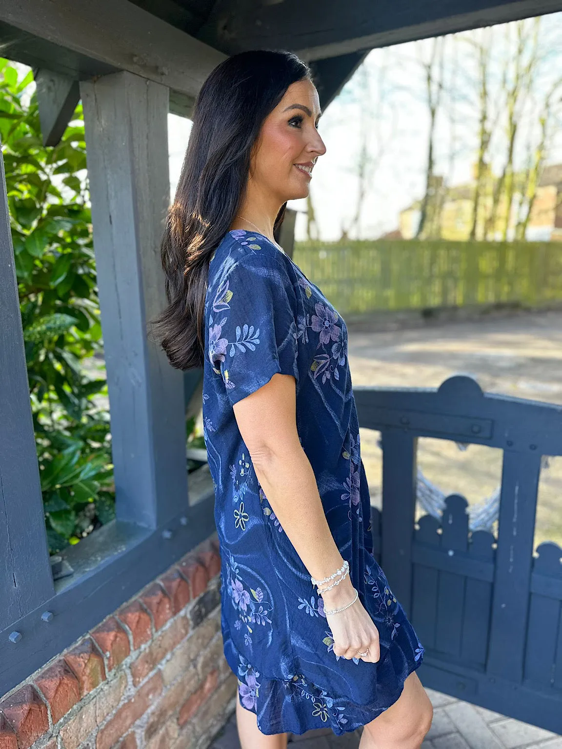 Navy Flower Swirl Dress Sabrina